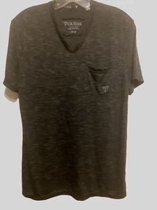 Guess Men's V-Neck Short Sleeve Black / Gray burnout with pocket NWOT - Picture 1 of 3