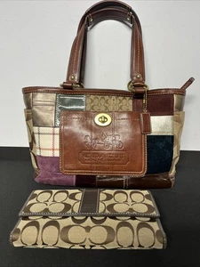 Coach Y2K Holiday Patchwork Gallery Tote Napa Leder Wildleder Samt und Geldbörse - Bild 1 von 16