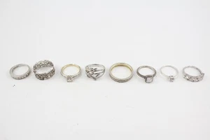 Sterling Silver Rings Halo Eternity Solitaire x 8 (19g) - Picture 1 of 6