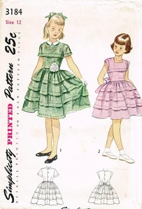 1950s Vintage Simplicity Sewing Pattern 3184 Uncut Little Girls Party Dress Sz 8 - Picture 1 of 4