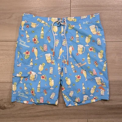 Tommy Bahama Bañador Para Hombres Mediano Azul Cerveza Cócteles Hawaiano Board Shorts Foto 1 de 4