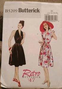 Butterick #5209 Retro '47 Halter Dress & Cap Sleeve Dress sz 14-16-18-20 UNCUT - Picture 1 of 4