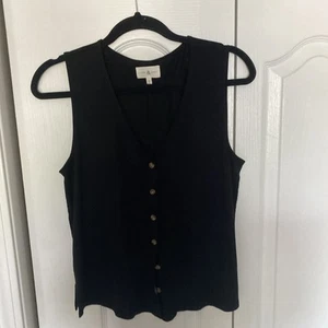 Women’s Black Knit Tank, Button Down, Size M, Lou & Grey By Loft, Mint - Picture 1 of 7