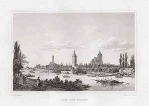 Grabado en acero Ulm Baden-Württemberg Mauch Poppel 1840 - Imagen 1 de 1