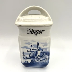 C.A.W. Germany INGE - Blue White Delft Style Windmill - Ginger Jar Container - Picture 1 of 12