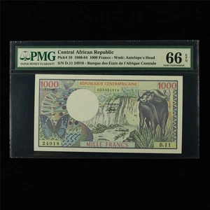1980-84 Central African Republic 1000 Francs Pick#10 PMG 66 EPQ Gem UNC - Picture 1 of 4