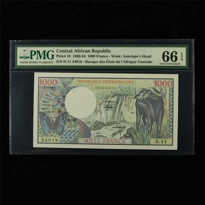 1980-84 Central African Republic 1000 Francs Pick#10 PMG 66 EPQ Gem UNC - Image 1 of 4