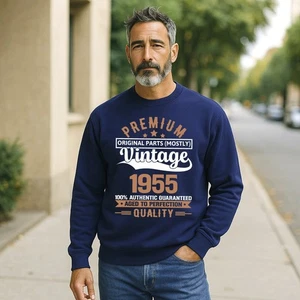 Personalised Vintage Year Birthday Sweatshirt Any Age Gildan Heavyweight Unisex - Picture 1 of 19