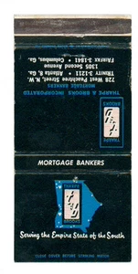 THARPE & BROOKS INCORPORATED MORTGAGE BANKERS MATCHBOX LABEL ANNI '50 AMERICA - Imagen 1 de 1