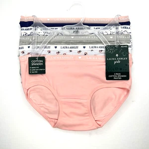 Laura Ashley Girls 5 Panty Set Size XS Solid Stripe Prints Pink White Gray Blue - Picture 1 of 9