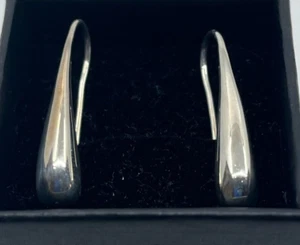 Unique Dangle Drop Hook Earrings. Solid Sterling Silver - Picture 1 of 6