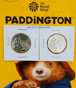 2019 Pair of Paddington Bear Coins 50p UNC At Tower of London st Pauls Cathedral - Picture 1 of 1