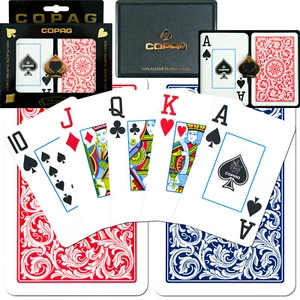 Tarjetas de juego de plástico COPAG 1546 tamaño puente índice jumbo rojo azul - Imagen 1 de 2