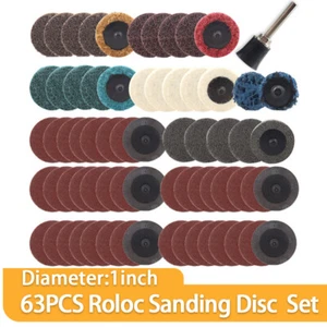 63Pc 1" R-Type Quick Change Discs Set with 1/4" Holder for Wood Metal Polishing - Picture 1 of 6