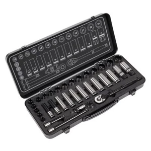 Métrico Enchufe Set 34pc 1cmD Walldrive Black Series Hexagonal Simple Sealey - Imagen 1 de 7