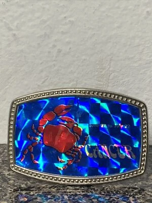 ¿Vintage años 80? Hebilla de cinturón signo zodiacal cangrejo cáncer psicodélico Foto 1 de 3