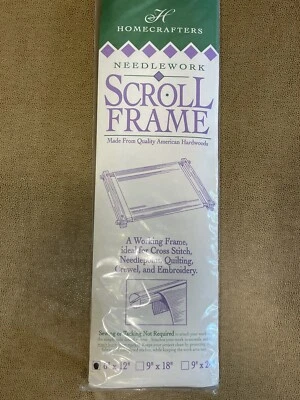 Needlework Wood Scroll Frame Needlepoint Embroidery Stretcher Complete 6 X 12 - Image 1 of 4