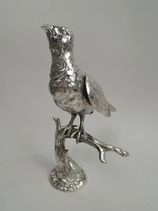 Antique Spice Box Figural Animal Bird Perched on Branch German 800 Silver - Picture 1 of 8
