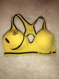 Joe Boxer Women Sports Bra Sz 38D  Yellow With Face Wirefree - Picture 1 of 10