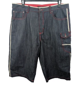 VTG Y2K Sean John Shorts 16" Men 38 Baggy Loose Hip Hop Denim Jean Jorts - Picture 1 of 7
