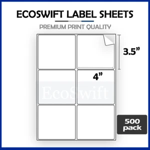 (3000) 4 x 3 1/3 EcoSwift Laser/Inchiostro Indirizzo Spedizione Etichette Adesive 6/foglio - Foto 1 di 5