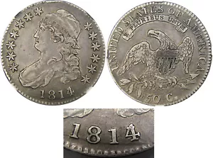 1814/3 50C NGC XF45 CAPPED BUST (UNLABELD) ~ LUSTROUS ORIGINAL OVERDATE! - Picture 1 of 6