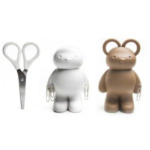 Büroklammerhalter + Schere Teddy Scissors Qualy Büro Organizer Bär Weiß Braun