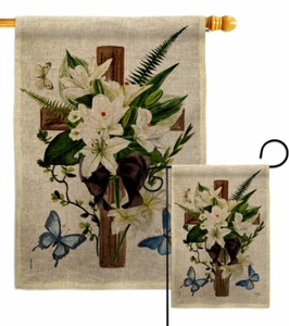 Bandiera da giardino Lily Cross tela dolce vita simpatia regalo decorativo striscione da giardino - Foto 1 di 19