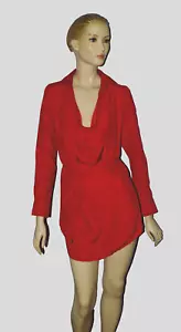 KARINA GRIMALDI CHIARA NEU 239 $ NEU MIT ETIKETT GRÖSSE XS MOHNROT 100 % SEIDE MINIKLEID - Bild 1 von 10