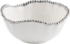 Pampa Bay Salerno Porcelain Salad Serving Bowl with Titanium-Plated Beaded Rim,