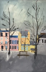 Landschaft, Häuser, Gouache, Gemälde, 20.Jh. - Bild 1 von 3