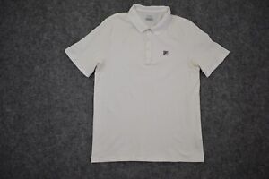 Fila Polo Shirt Medium White Embroidered Logo Pima Cotton Spandex Golfing Mens