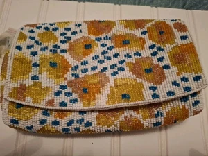 Anthropologie Vera Braded Clutch Chain Strap Rare Color Blue White Yellow Orange - Picture 1 of 24
