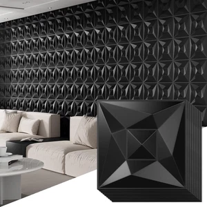 40 PCS 3D Wall Panels for Interior Wall Décor Black 11.8"*11.8" Covering Panels, - Picture 1 of 12