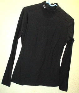 Women Under Armour Cold Gear Fitted Compression Mock Neck Shirt Sz Medium Black - Picture 1 of 4