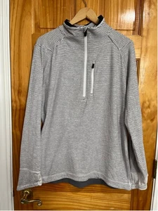 Lululemon Mens Surge 1/2 Zip Pullover Long Sleeve Shirt Gray White Striped Large - Picture 1 of 10