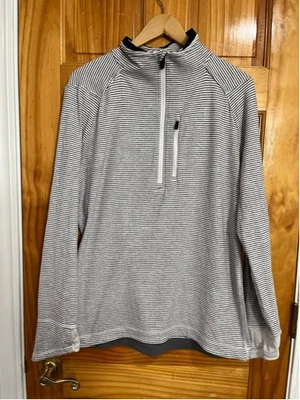 Lululemon Mens Surge 1/2 Zip Pullover Long Sleeve Shirt Gray White Striped Large - Image 1 of 4