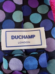 Cravatta uomo DUCHAMP 100% seta fatta a mano in Inghilterra a pois - Foto 1 di 4