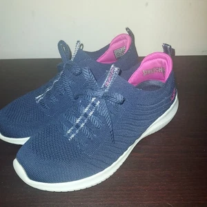 Skechers Damen Slipper 7,5M Sneaker Ultra Flex-Joyful Path Knit Foam Navy - Bild 1 von 12