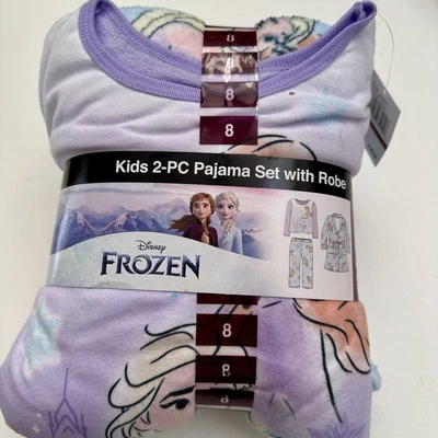 Bata de felpa Disney Frozen y pijama de 2 piezas talla 8 lila y azul precio de venta sugerido por el fabricante múltiple $60 nuevo con etiquetas Foto 1 de 4