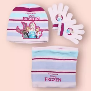 Disney Frozen Eiskönigin Winter Set Mütze Schal Handschuhe Kinder Rosa Neu - Bild 1 von 1