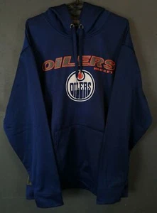 MAJESTIC MEN'S EDMONTON OILERS NHL HOCKEY HOODED HOODIE SHIRT BLUE SIZE L LARGE - Picture 1 of 9