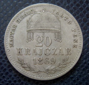 HUNGARY / SILVER 20 KREUZER 2./ 1869 K-B - Picture 1 of 2