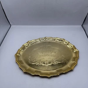 IKORA Vintage 24K Gold Plated Happy Anniversary Serving Platter/Tray 12” - Picture 1 of 3
