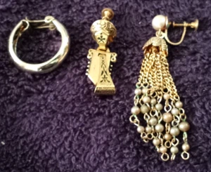 Lot 3 Single 1 Clip 2 Screw Earrings Whimsical Variety - Picture 1 of 6