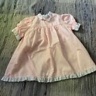 Vtg Cinderella Dress 4T Baby Girls Blush Pink Lace  Trim Short Sleeve Party Euc