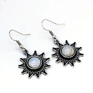 925 Sterling Silver Moonstone Earrings Natural Gemstone Handmade Drop Jewelry - Picture 1 of 3