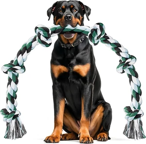 XXL 6-Knot Dog Rope Toy 100cm for Large Aggressive Chewers, Heavy Duty Cotton - Picture 1 of 12