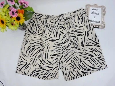 Marks and Spencer Ivory Cream Black zebra Animal Print Shorts With Belt Size 22 - Image 1 of 4