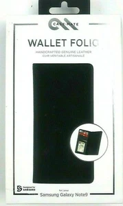 Samsung Wallet Cover Case for Galaxy Note 9  Black Handcrafted Genuine Leather - Picture 1 of 3